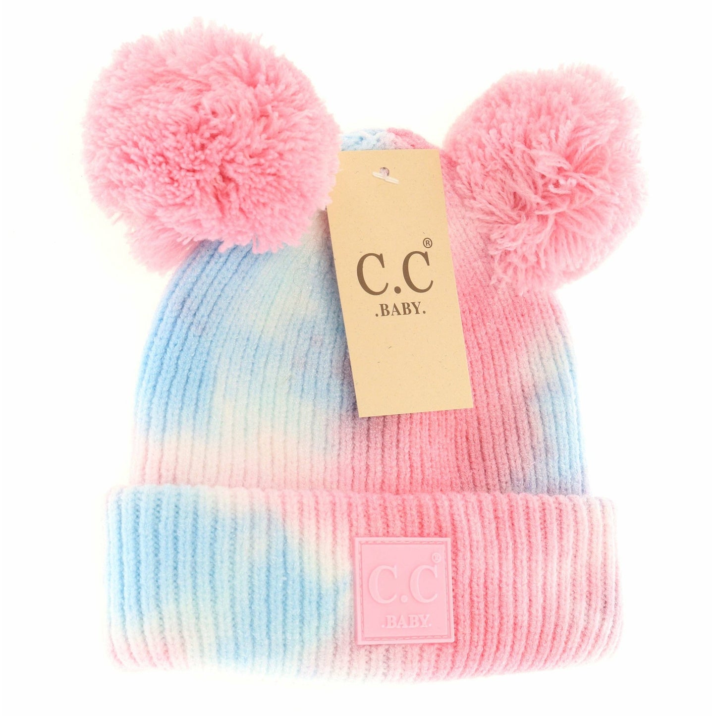 Baby Tie Dye Double Fur Pom Beanie - Newborn/Knit Hat