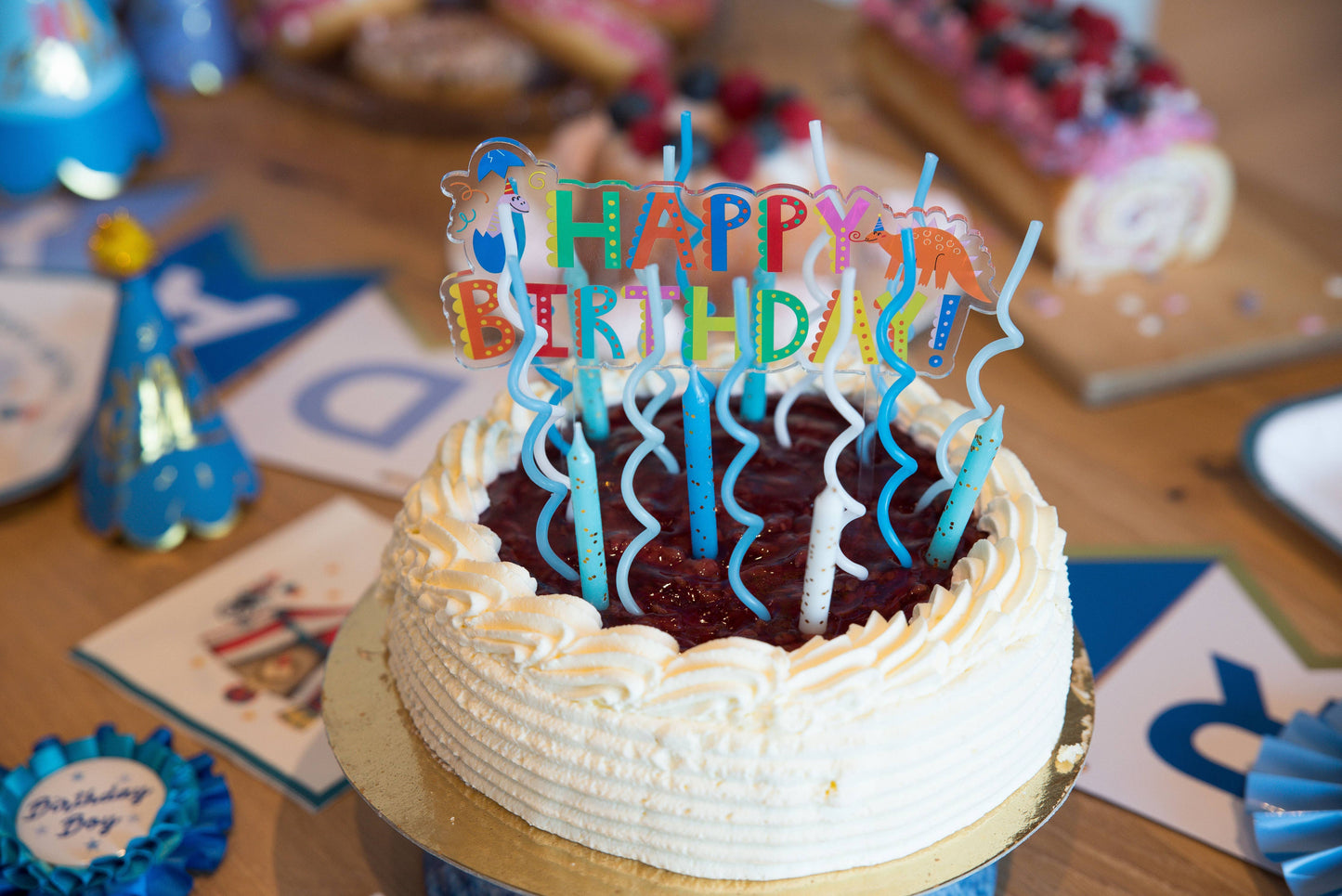 Blue & White Gold Glitter 24 Candles Set