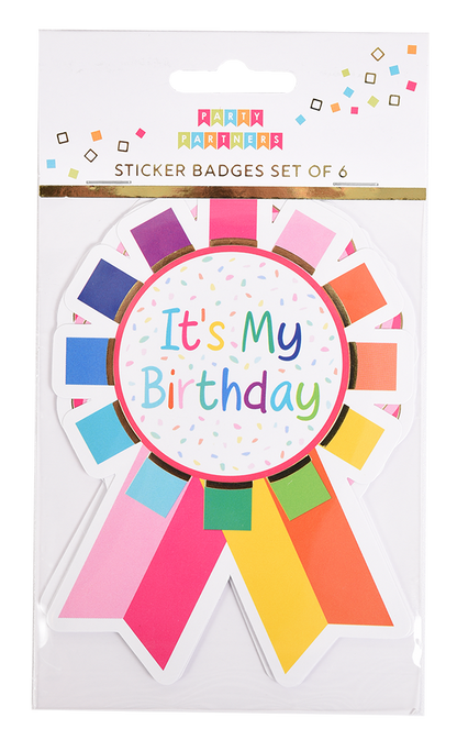 Happy Birthday Sticker Badges Set of 6