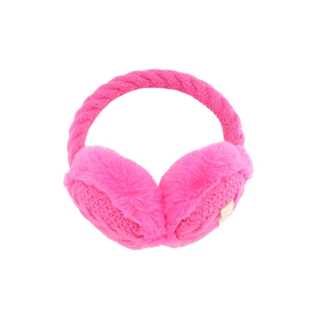 KIDS Cable Knit Faux Fur Earmuffs KDEMS3661