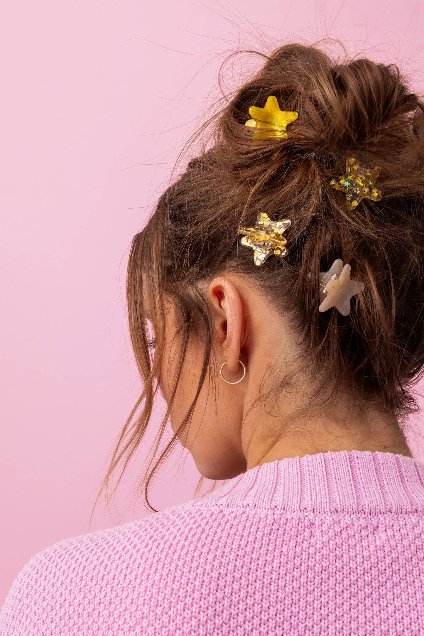 Mini Claw Hair Clips - Stars - Gold Confetti