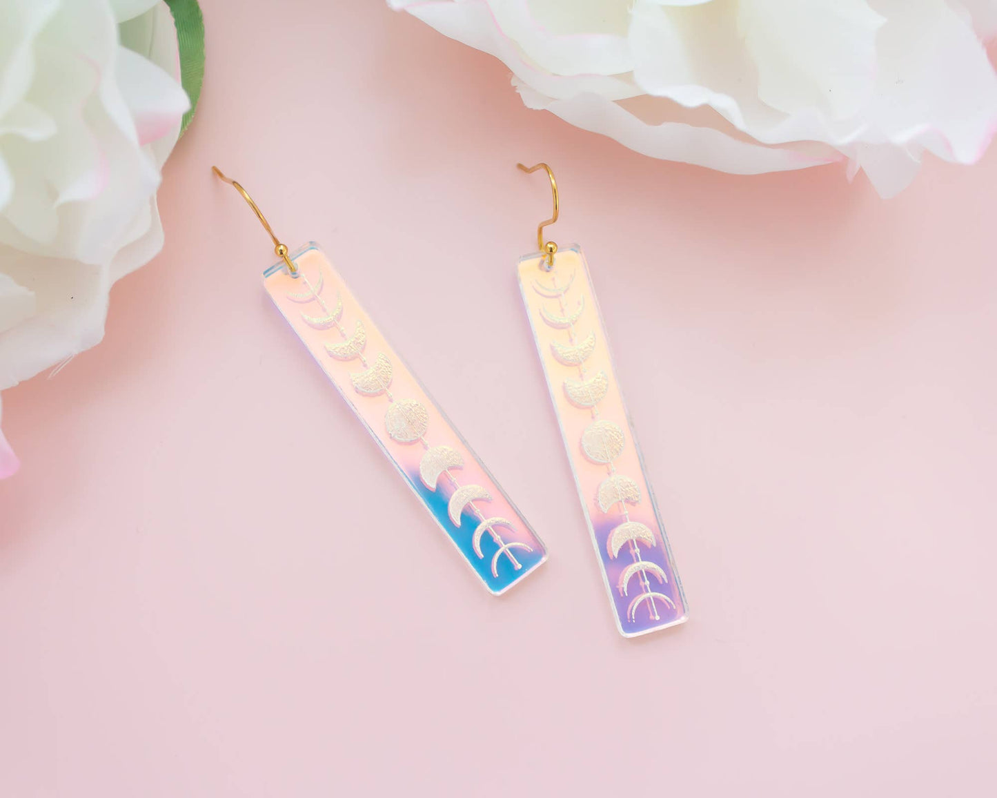 Moon Phases Celestial Earrings Acrylic Dangles
