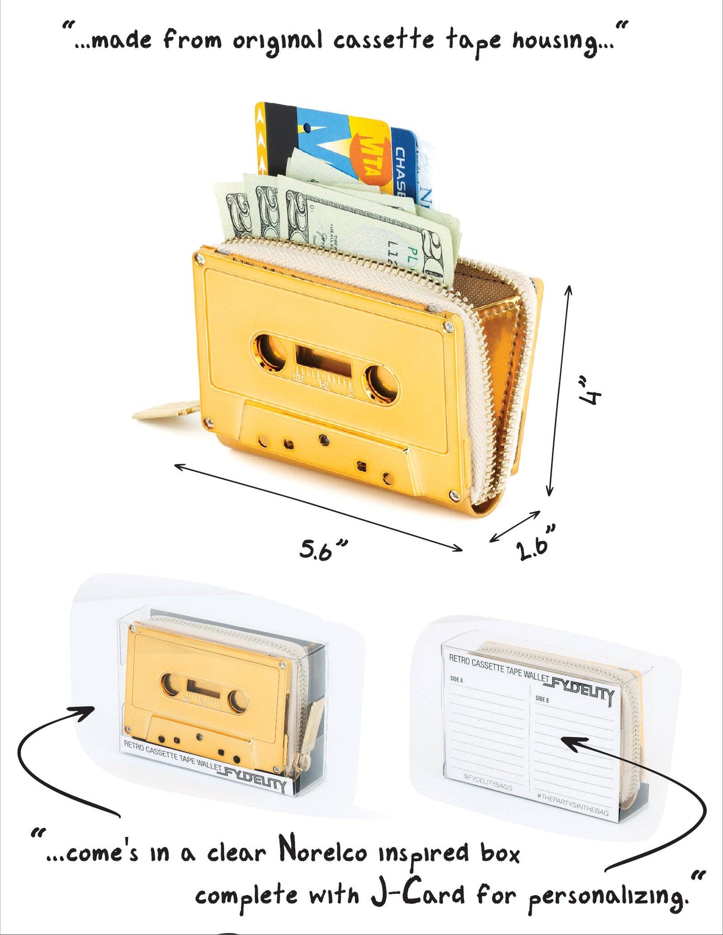 Gold Retro Cassette Wallet